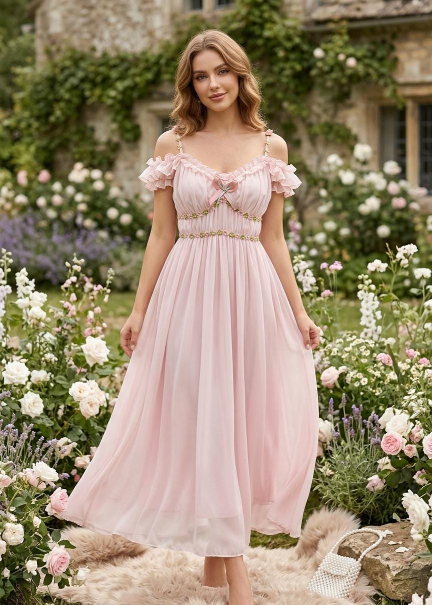 Flowy Pink Floral Maxi Dress