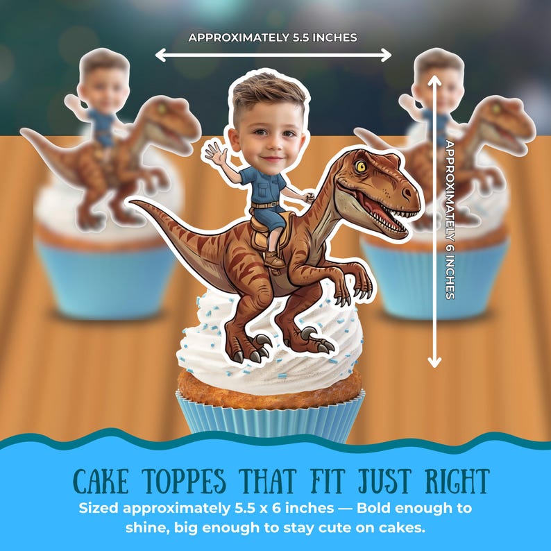 Personalized Velociraptor Cupcake & Cake Toppers | Personalized Kids ...