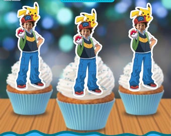 Personalized PokemonCake Topper | Pikachu Party Decorations: Custom Face (Digital Download)