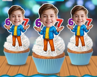 6 7 six seven! 6-7 Personalized Face Cupcake Toppers | Birthday Party Decor (Digital Download)