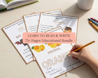 75 Page Kindergarten Reading Comprehension Worksheets | First Grade Fluency Passages | Beginner Reader Printable PDF | Early Reading Support