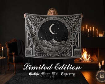 Tapiz Luna Gótica – Arte mural de Montaña Celestial de edición limitada (100 x 140 cm)