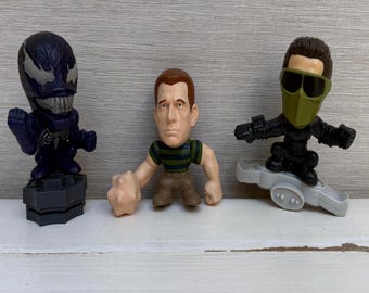Figuras de acción promocionales de Burger King Spider-Man 3 2006. Juguetes de plástico. Varios personajes. Se venden individualmente.