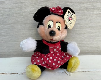 Vintage 1980s Minnie Mouse Soft Toy Plush Walt Disney Company Collectable 7" with Tag