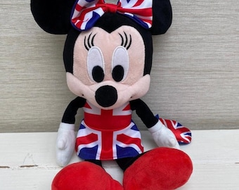 Minnie Mouse Union Flag Dress Disney  Posh Paws Stuffed Soft Toy 13 "