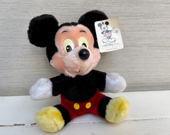 Vintage 1980s Mickey Mouse Soft Toy Plush Walt Disney Company Collectable 7" with Tag