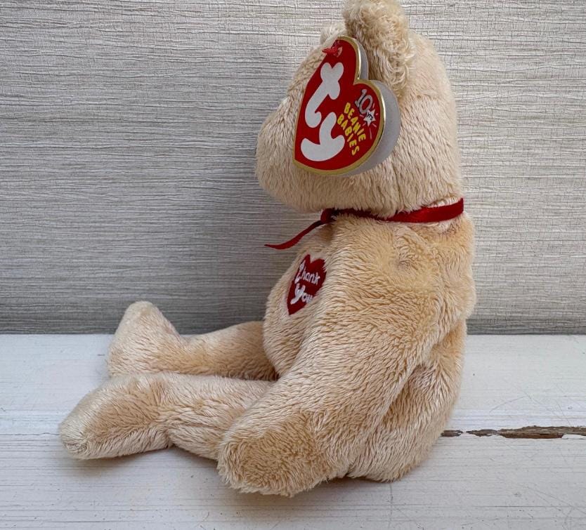 TY Beanie Babies Bear Thankyou Soft Toy Plush Beanie With Tags 8
