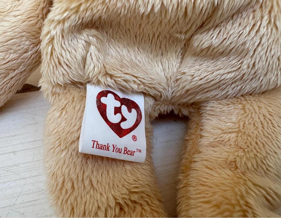 TY Beanie Babies Bear Thankyou Soft Toy Plush Beanie With Tags 8