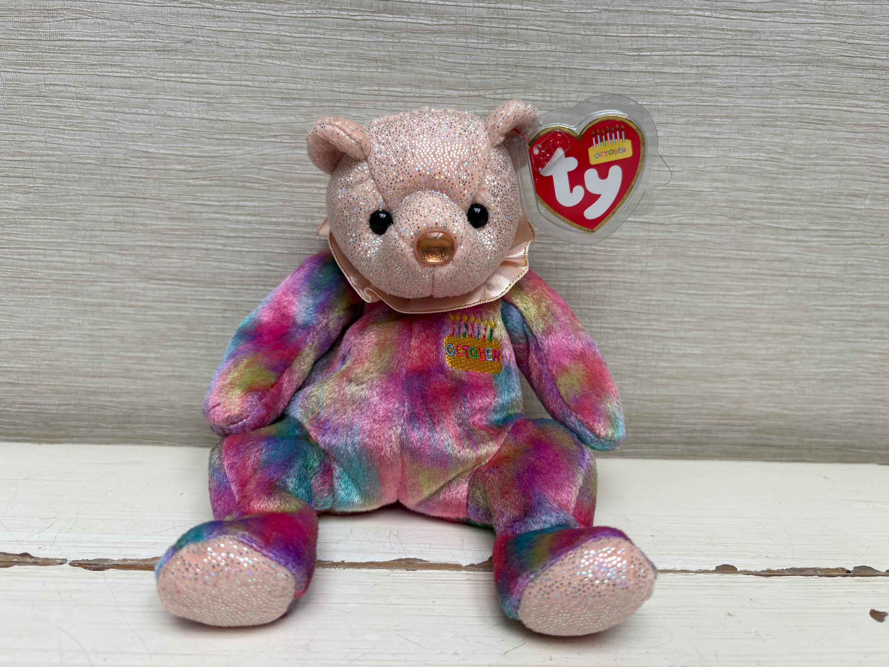 TY Beanie Babies October the Birthday Bear Opal Soft Toy Plush