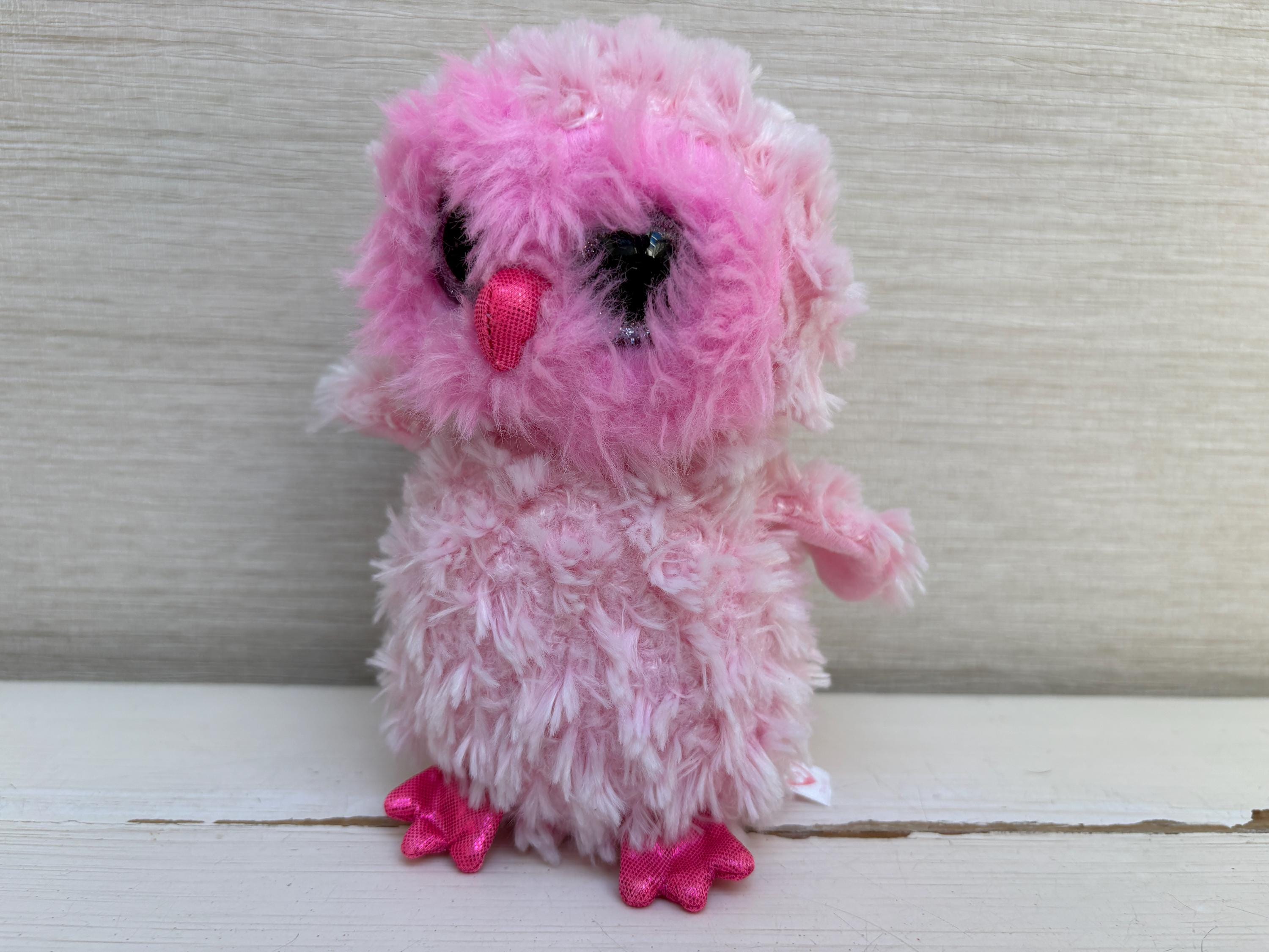 TY Beanie Boos Twiggy the Pink Owl Soft Toy Plush Beanie 7"