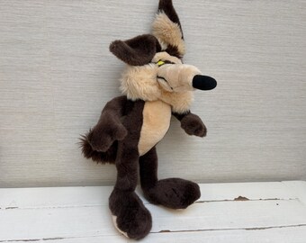Wile E Coyote Plush Stuffed Toy 1990s, Vintage Looney Tunes Smart