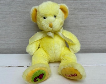 Russ Berrie Scorpio Teddy Bear Plush Yellow Zodiac Astrology 10