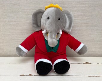 Vintage 1988 GUND King Babar the Elephant Stuffed Plush Toy (Macy’s Special Edition) 12"