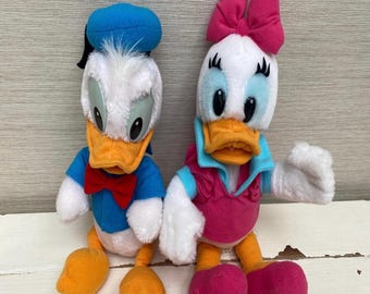 Walt Disney Disneyland Vintage 1990s Donald and Daisy Duck Soft Toys Plush 12"