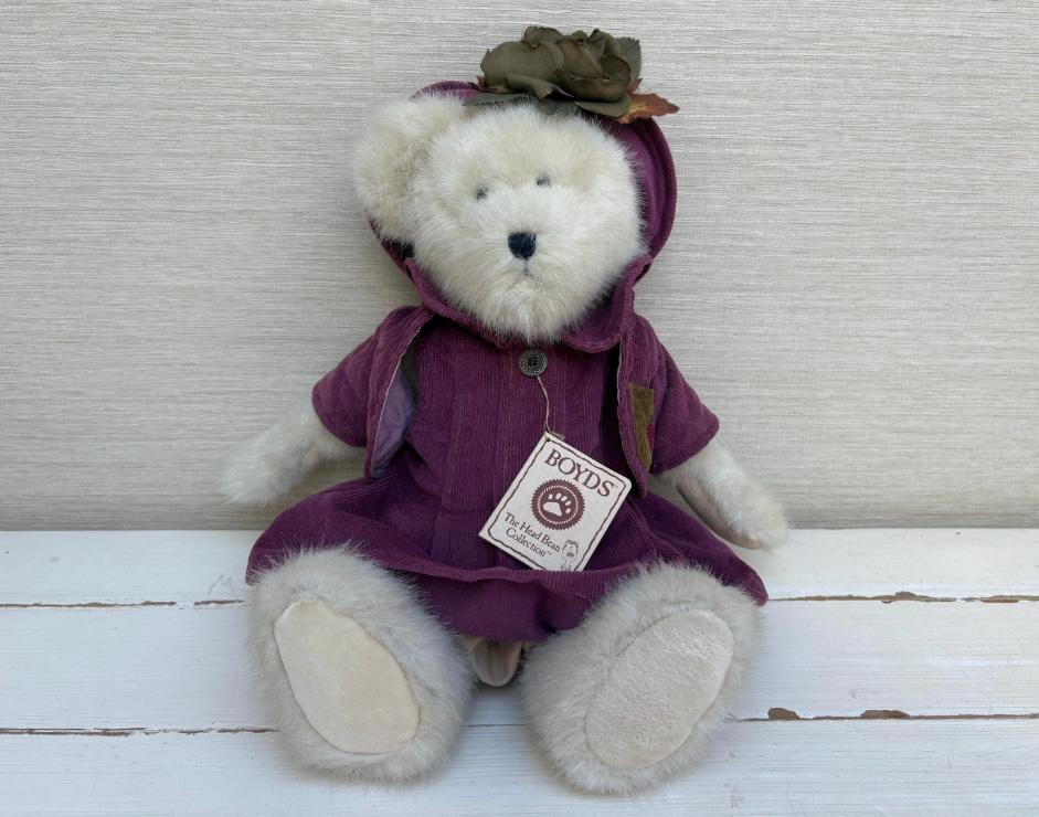 Boyds Bear: Chardonnay Beardeaux in Purple Corduroy Outfit, 16