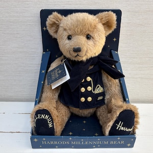 ヴィンテージ ハロッズ くまのぬいぐるみ テディベア 服変色　Vintage Harrods teddy bear - Etsy 日本