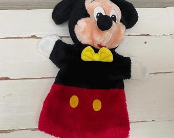 Marioneta de mano de peluche suave de Mickey Mouse de Disney, rara, vintage, Danestyle A/S, Dinamarca