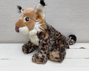 Peluche grande Lynx de Ark Toys, 10 x 16 pulgadas, colección Premier, gato salvaje