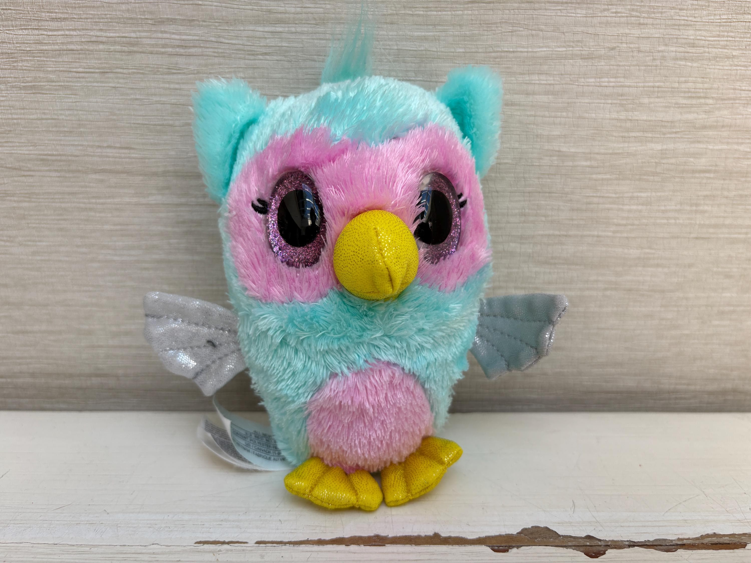 Hatchimals HatchiBuddies Owl Plush 6" Soft Toy &ndash; Teal Pink Silver Wings