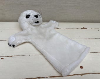 The Puppet Company White Seal Pup Hand Puppet 14" Soft Toy Plush