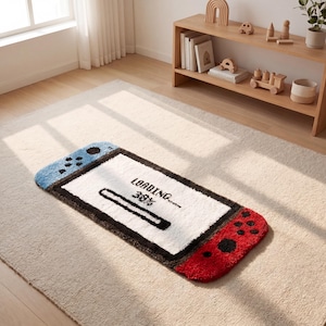 Soft Tufted Gaming Controller Rug, Nintendo Inspired Gamer Decor Carpet