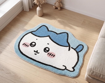 Soft Plush Kawaii Cartoon Rug: Non-Slip Anime Floor Mat for Kids Bedroom, Bathroom