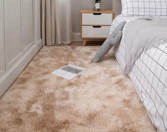Kunstpelz Teppich | Weiche Shaggy Bodenmatte für Schlafzimmer & Wohnzimmer | Handgefertigter Teppich aus 100% Baumwolle