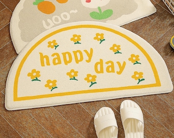 Half Moon Floor Mat: Soft, Washable, Non-Slip Semicircle Rug