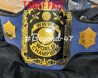 WWWF Bruno Sammartino desafío de peso pesado 2 MM/4 MM Zinc Cuero auténtico