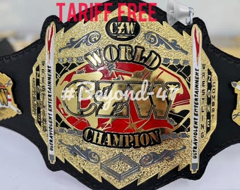 CZW World Heavyweight Wrestling Champion 2MM/4MM Zinc Real Leather