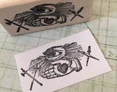 All Seeing Eye with Swords and Heart Hand Rubber Stamp