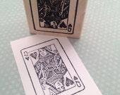 Queen of Hearts Playing Card Wood Mounted Rubber Stamp 2176