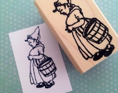 Lady Garden Gnome Rubber Stamp 6416