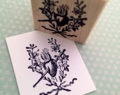 Flaming Heart Sacred Heart With Sword Rubber Stamp