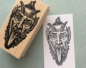 Krampus Wood Mounted Rubber Stamp 4541