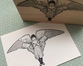 Cute Owl Girl Wood Mounted Rubber Stamp 3601