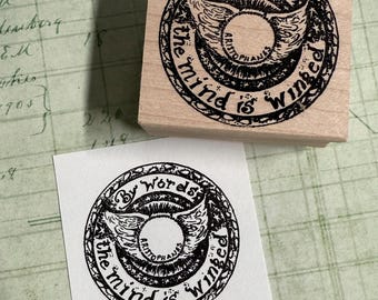 By Words the mind is winged - Aristophanes Rubber Stamp Emblem