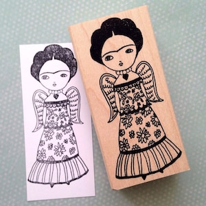 Frida with wings rubber stamp 6559