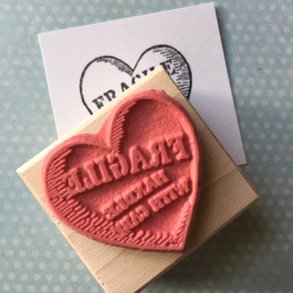 Fragile Heart Handle With Care Rubber Stamp 6358 Etsy Singapore