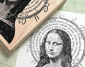 Mona Lisa with Script Halo Wood Mounted Stamp