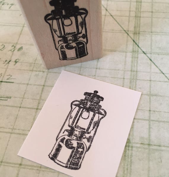 Small Camping Lantern Rubber Stamp 