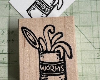 Open Can of Worms Rubber Stamp