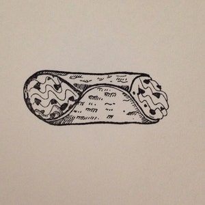 Cannoli  Wood Rubber Stamp