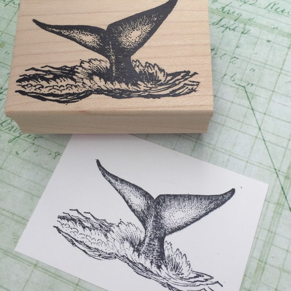 Whale Tail Rubber Stamp 4379 bucket list journal