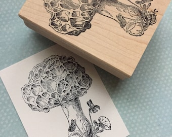 Morel Mushroom  Mounted Rubber Stamp 6652