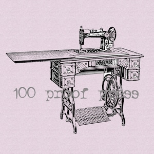 Antique Sewing Machine Rubber Stamp - Wood Mounted Craft Stamp