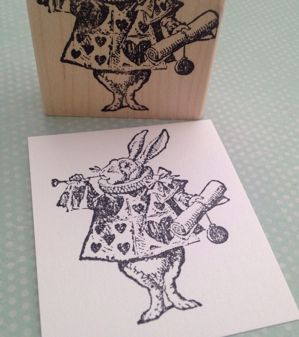 The White Rabbit Alice in Wonderland Rubber Stamp - Etsy UK