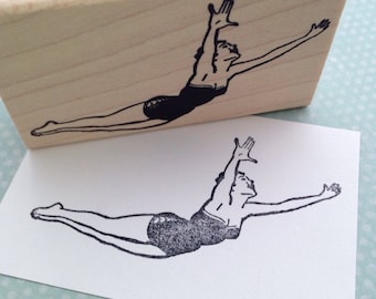 Swan Dive  Mounted Rubber Stamp 5148