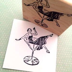 Party Lady in a Martini Glass Rubber Stamp Handmade by 100 Proof Press