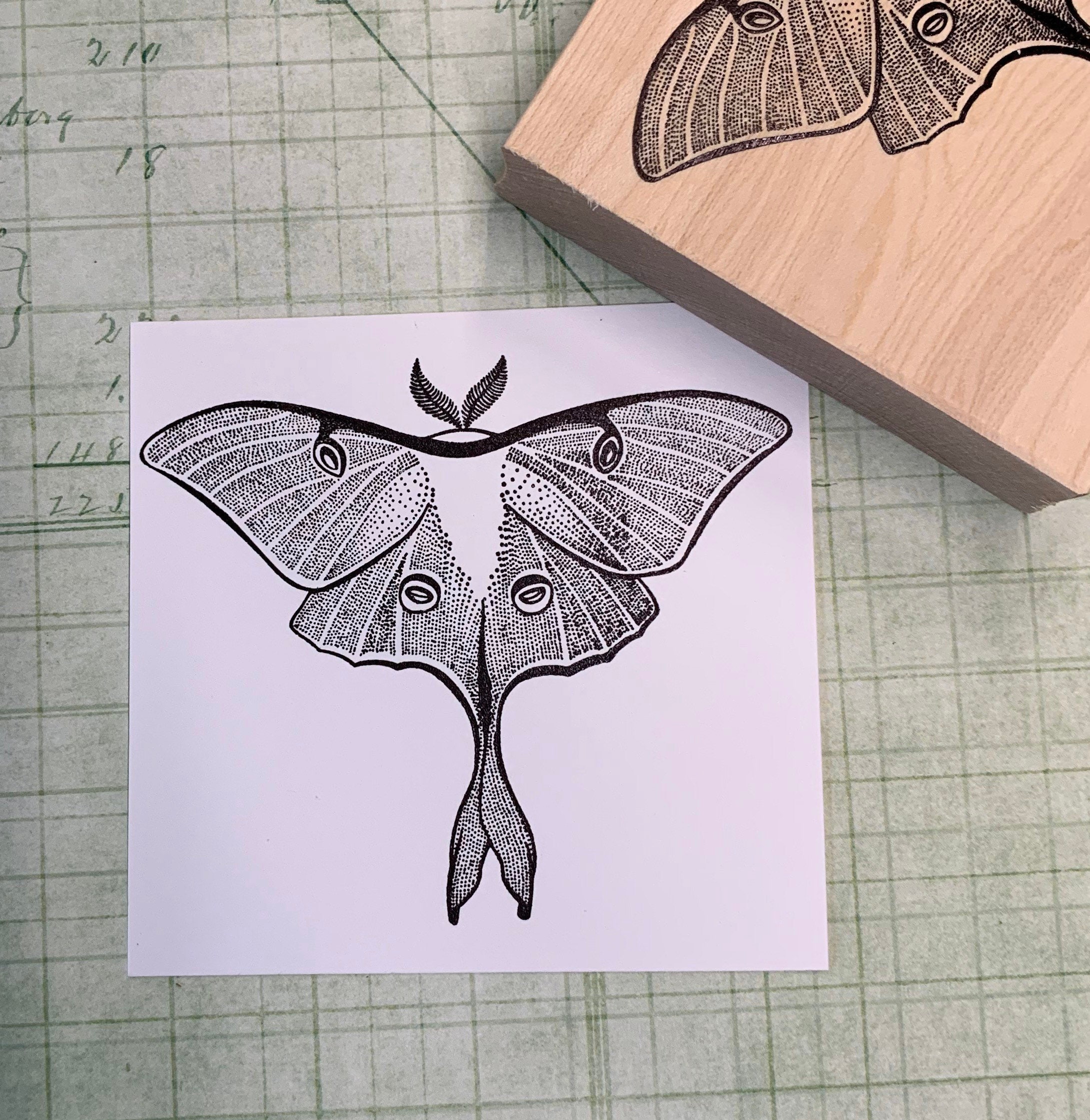 Luna Moth Rubber Stamp